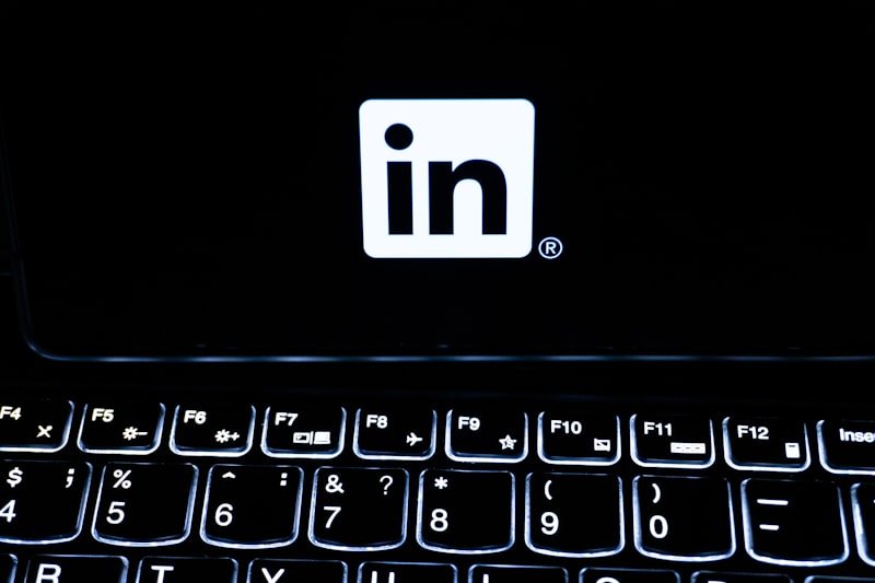 Linkedin logo displayed on a laptop screen