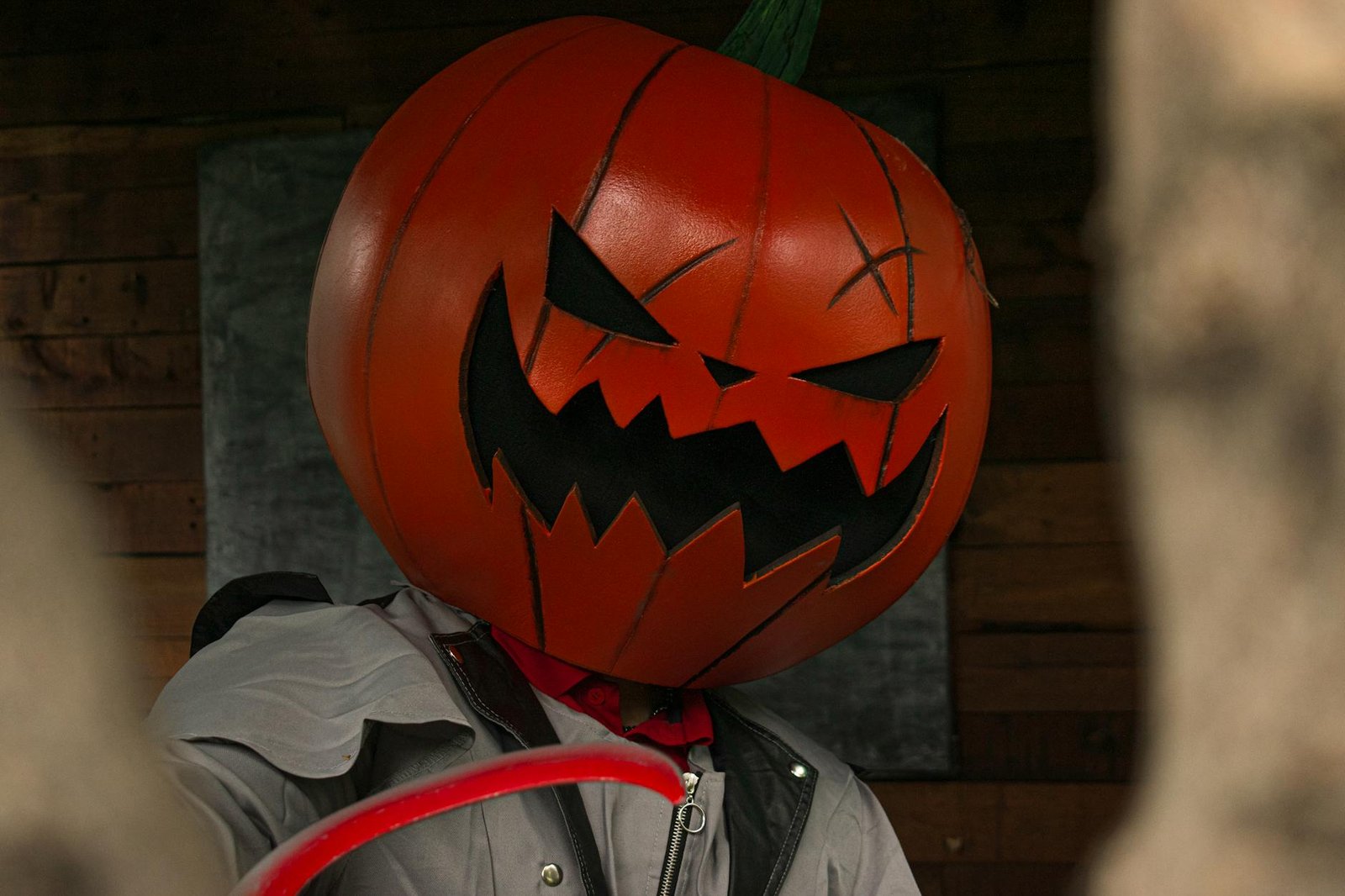 Scary pumpkin head costume in Ciudad de México, perfect for Halloween festivities.
